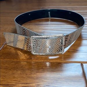WHBM Silver Snakeskin Belt Sz M